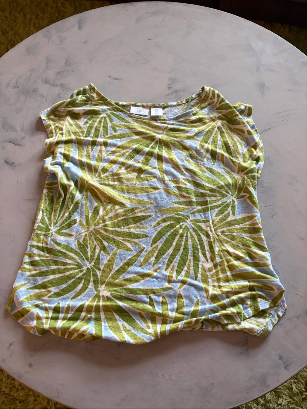 Lightweight Green Palm-Print Women’s Top by Sigrid Olsen